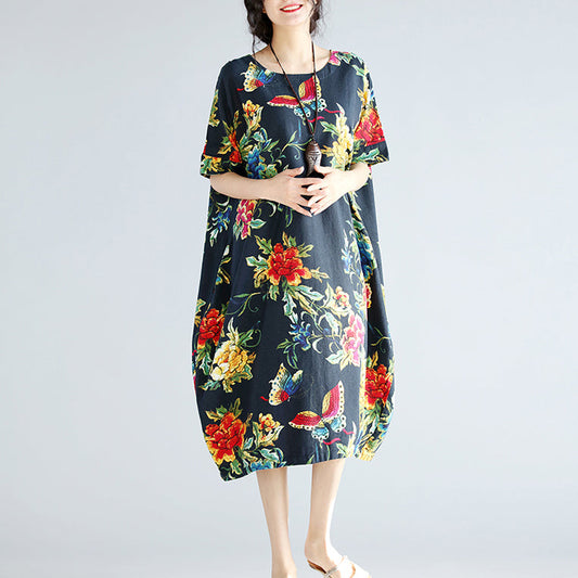 Navy Linen Shift Dresses Holiday Dresses New Short Sleeve Linen Dress