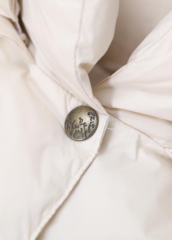 Oversize Winter Coats Beige Hooded Pockets Warm Winter Coat