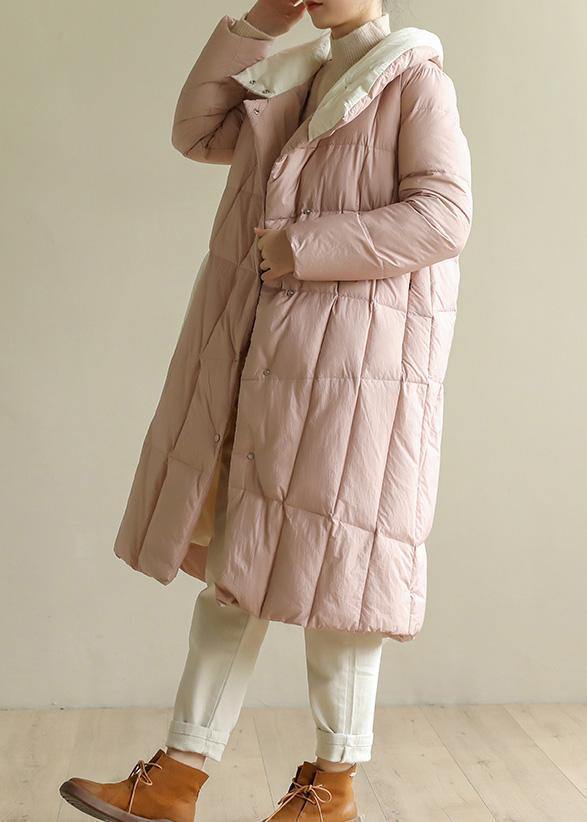 Pink Warm Winter Coat Clothing Patchwork Parka Stand Collar Fine Coats