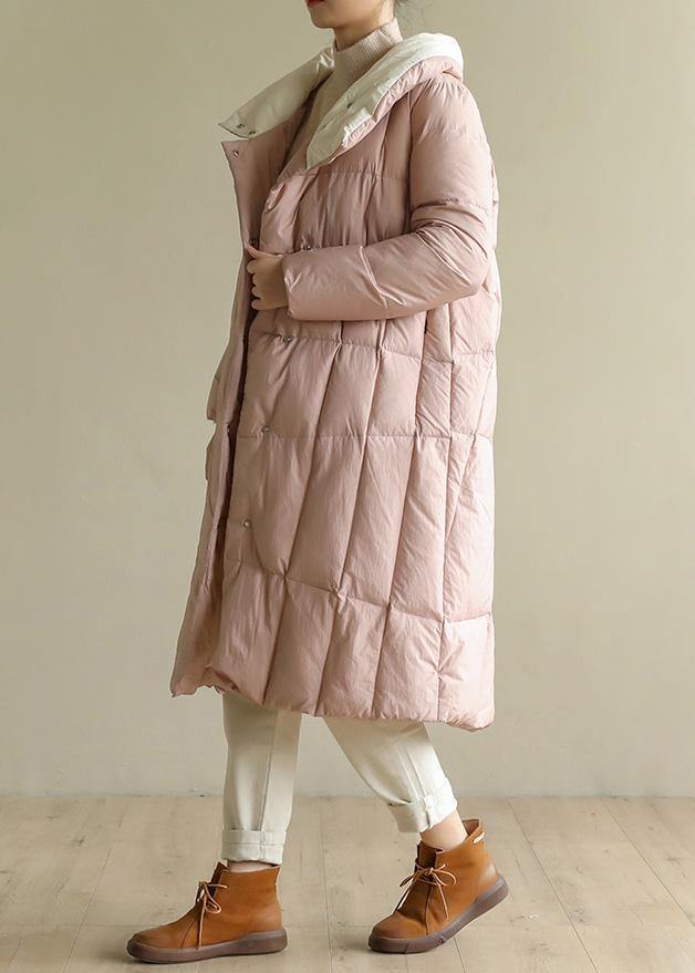 Pink Warm Winter Coat Clothing Patchwork Parka Stand Collar Fine Coats