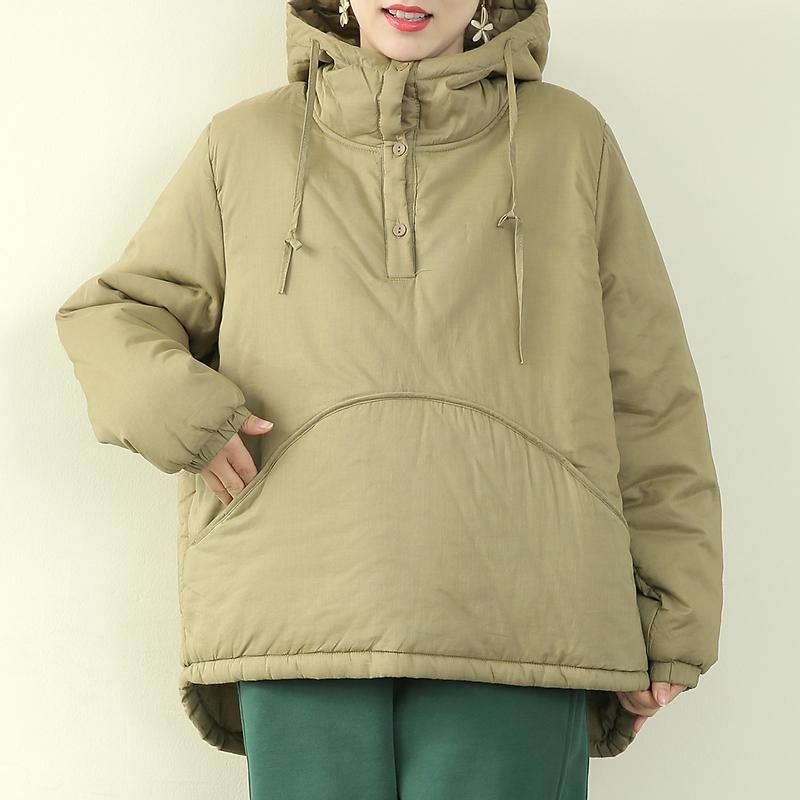 Jackets Outwear Light Green Hooded Drawstring Parka