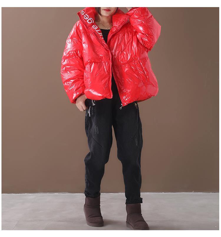 Snow Jackets Hooded Coats Red Warm Stand Collar Down Coat Winter