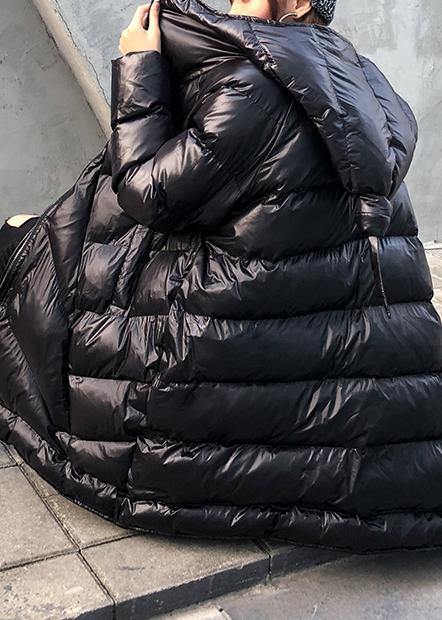 Winter Coats Black Hooded Zippered Parkas