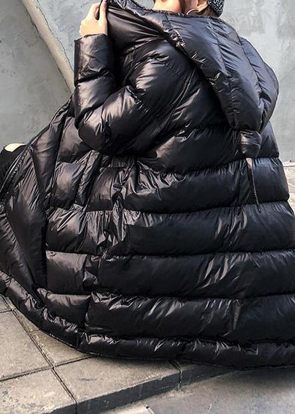 Winter Coats Black Hooded Zippered Parkas