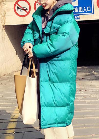 Winter Jacket Coats Green Stand Collar Cinched Down Coat Winter