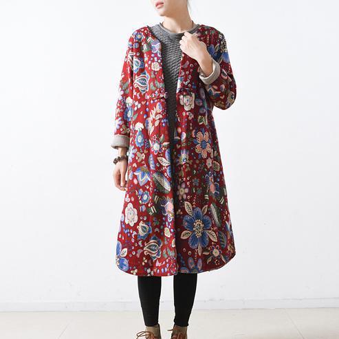 Red Cotton Coats Maxi Coat Long Coats