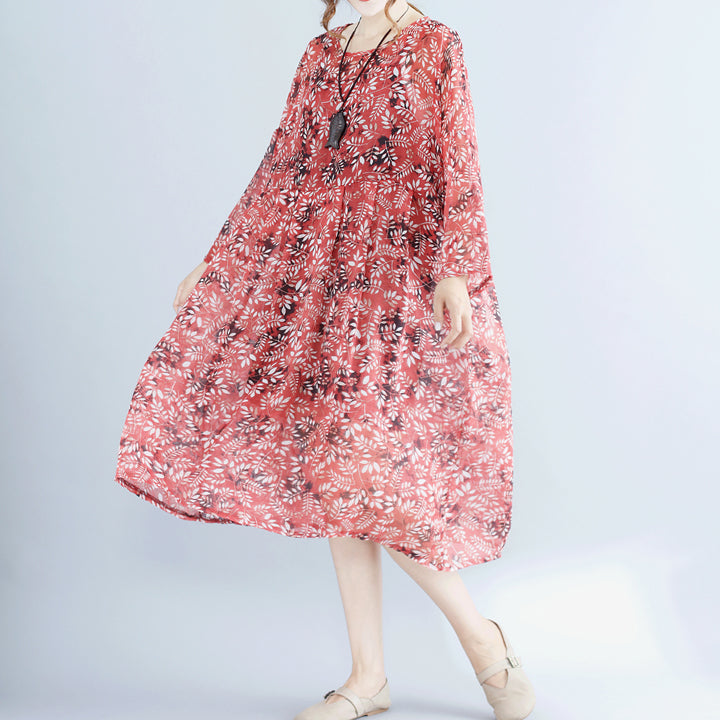 Red Chiffon Dress Clothing Dresses Long Sleeve Two Pieces and Cotton Sleeveless Dress