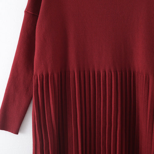 Red Long Sweaters Oversized O Neck Sweater Fine Cinched Fall Dresses