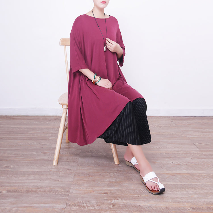 Red Silk Dress Silk Clothing Dress Big Hem O Neck Silk Dresses
