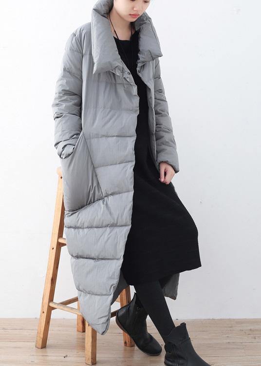 Silver Down Jacket Woman V Neck Winter Jacket Thick Warm Fine Overcoat