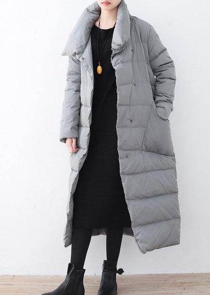 Silver Down Jacket Woman V Neck Winter Jacket Thick Warm Fine Overcoat