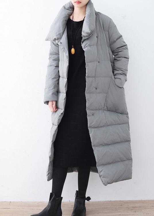 Silver Down Jacket Woman V Neck Winter Jacket Thick Warm Fine Overcoat